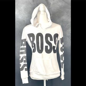 White Love sweatshirt with boss on it